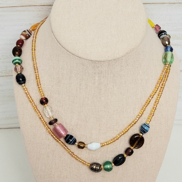 Multi Chunky Long Assorted Beads with Small Seed Beads Necklace - Picture 3 of 6